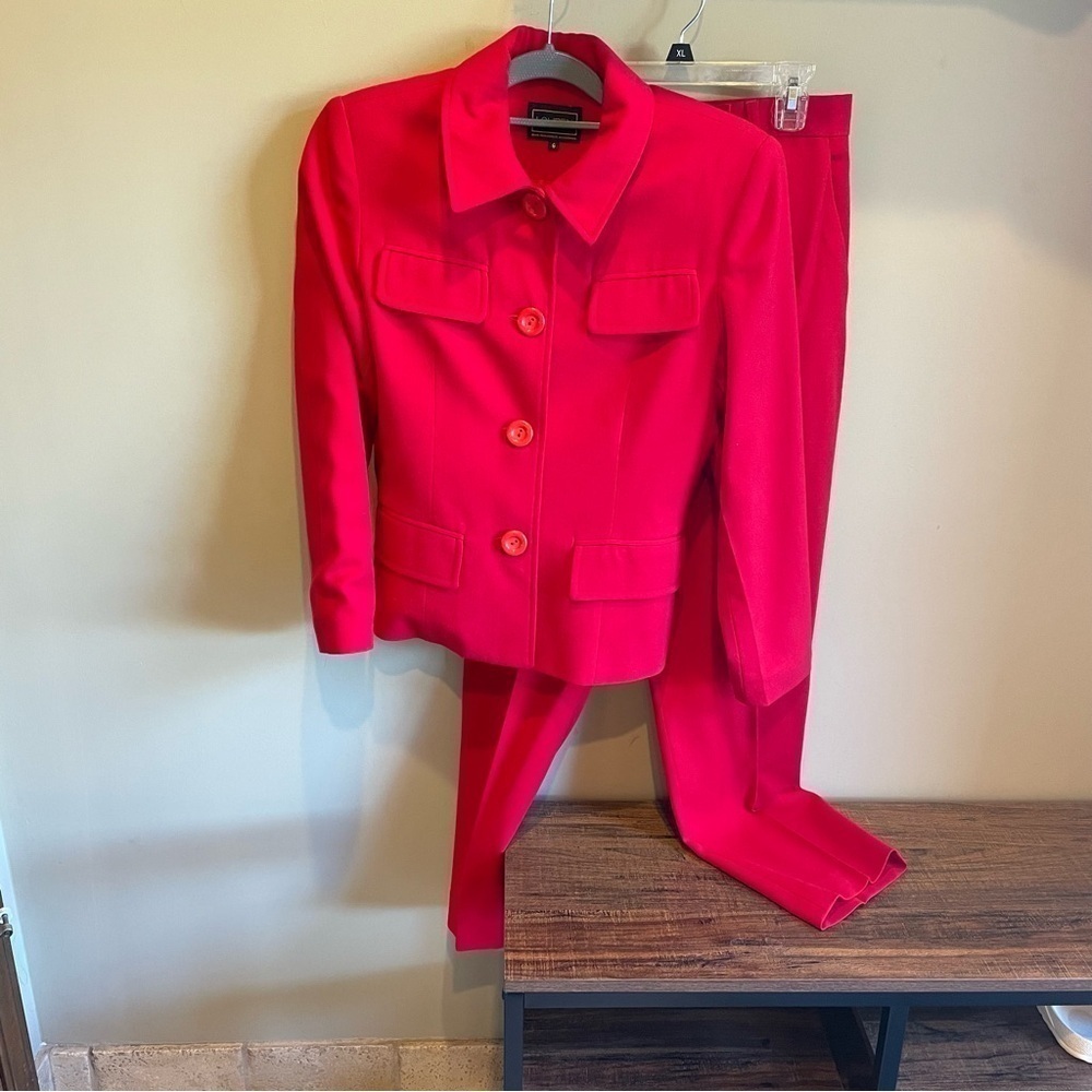 Vintage Louben Two Piece Wool Suit Red Size 6